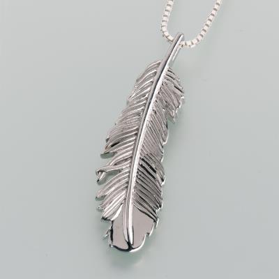 sterling silver feather cremation pendant necklace